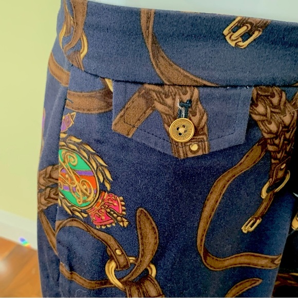 Ralph Lauren dark navy cotton shorts with Equestrian polo horse mallet print 10 - Picture 8 of 16